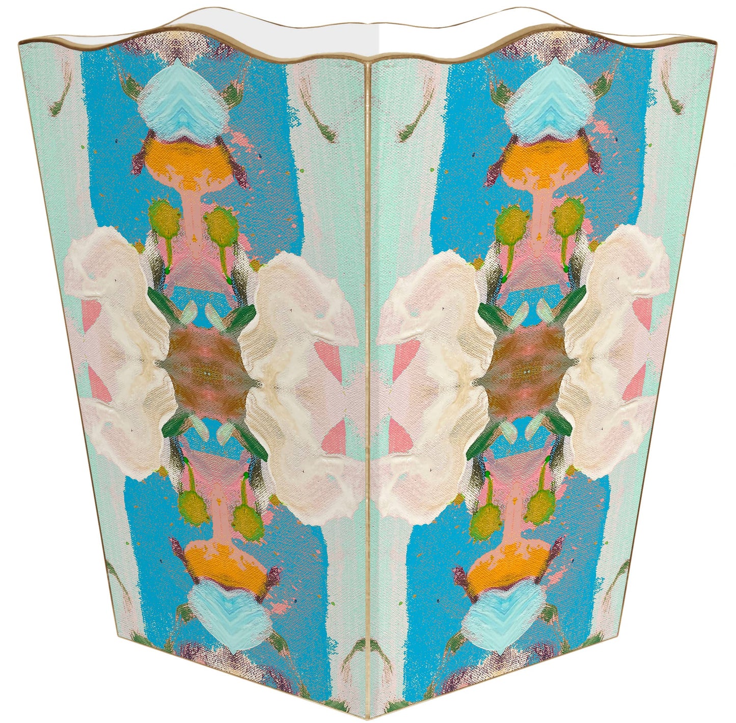 WB529LP-Laura Park Monets Garden Blue Wastepaper Basket - Bella Boutique