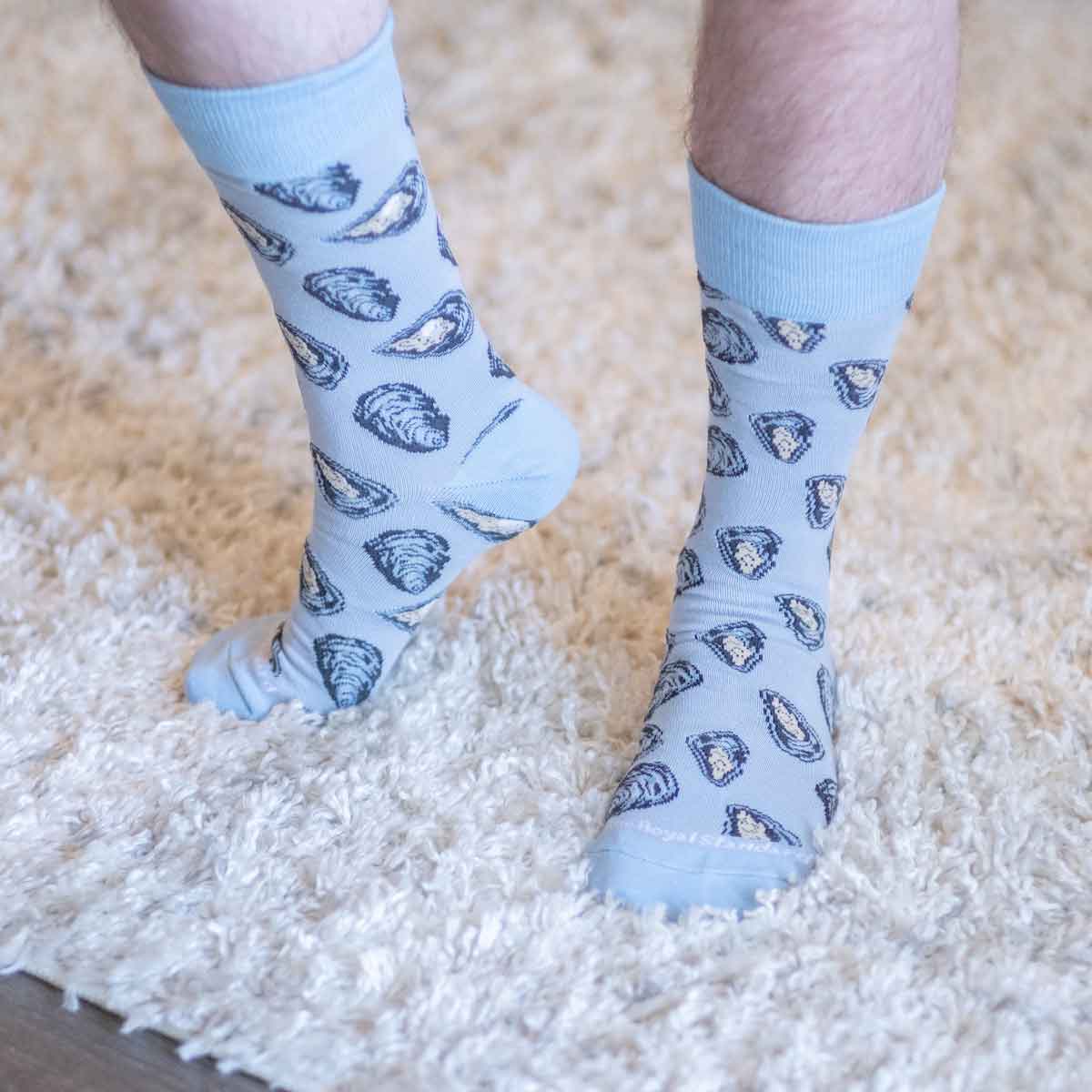 Men's Oyster Socks Blue/Gray One Size - Bella Boutique