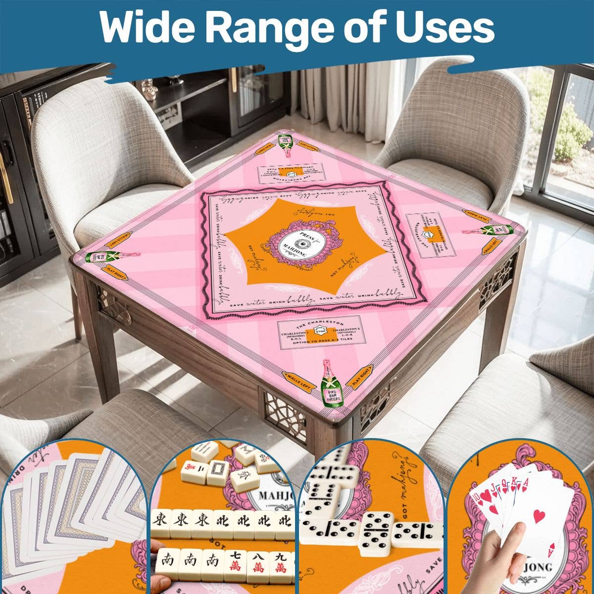'Press for Mahjong' Mat | The Champagne & Mahj Collection - Bella Boutique