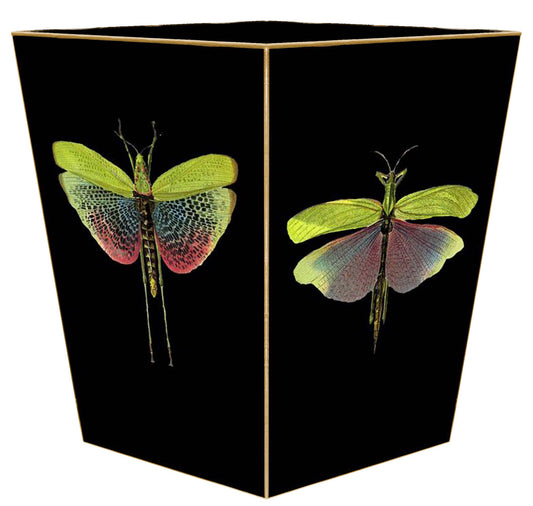 WB19-Dragonflies on Black Wastepaper Basket - Bella Boutique