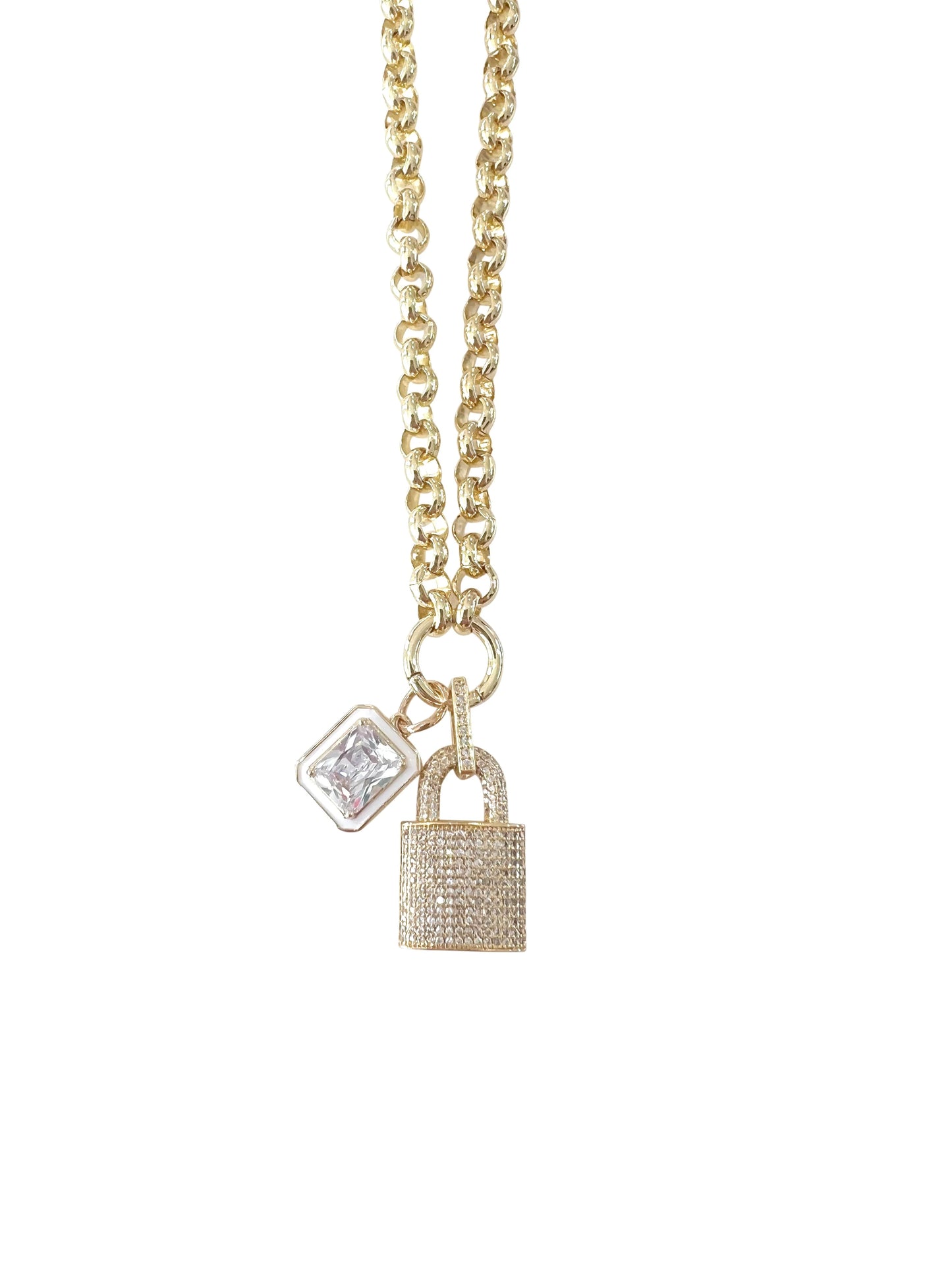 Diamond Lock Necklace - Bella Boutique