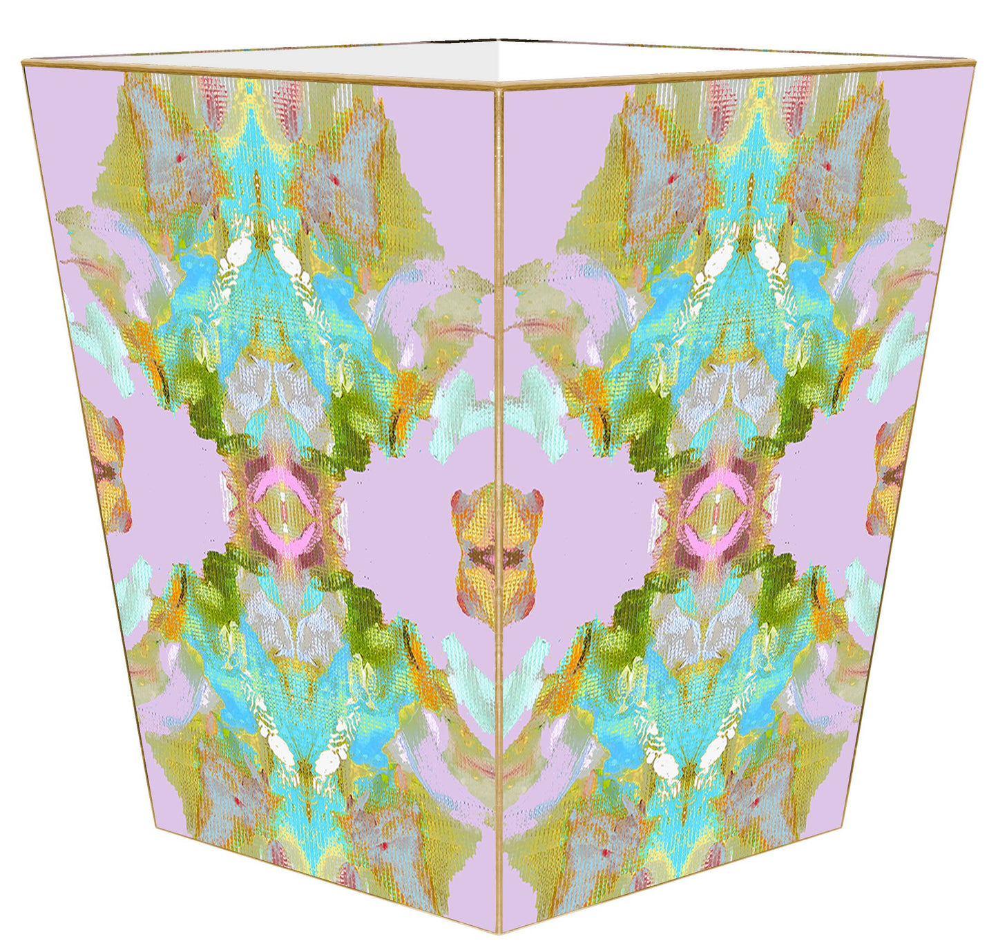 WB7913-Stained Glass Lavender Wastebasket