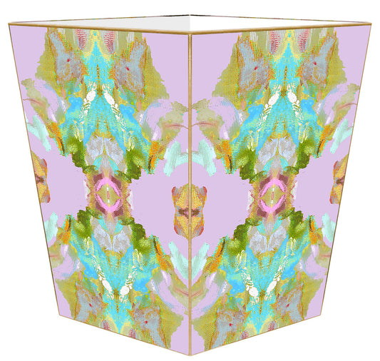WB7913-Stained Glass Lavender Wastebasket - Bella Boutique