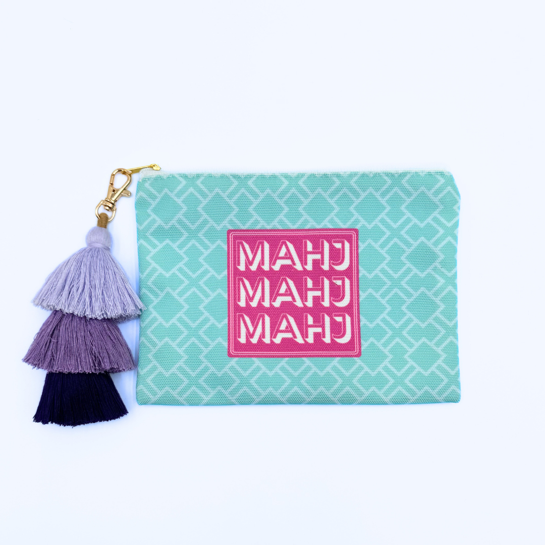 Mahjong Card & Accessory Bag | Turquoise Mahj Mahj Mahj