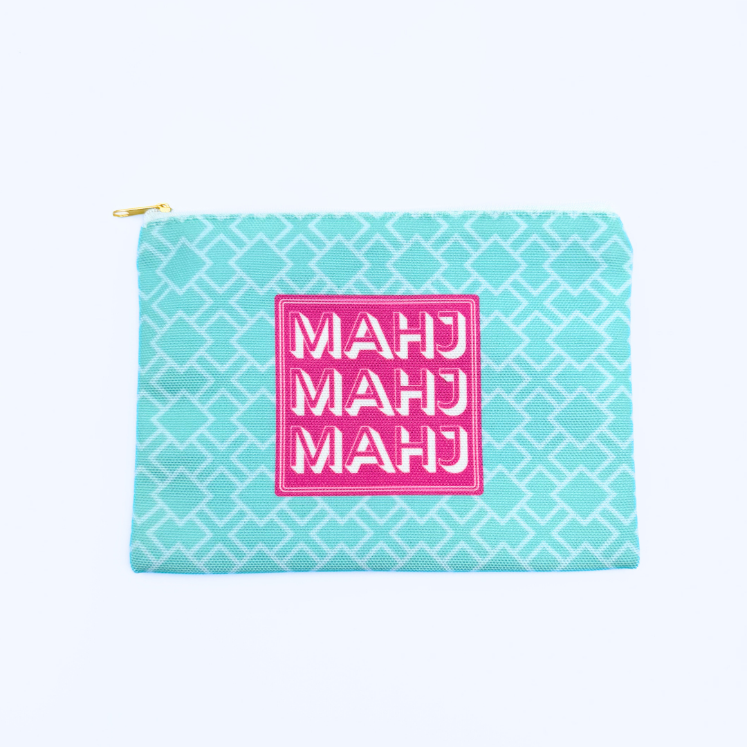 Mahjong Card & Accessory Bag | Turquoise Mahj Mahj Mahj