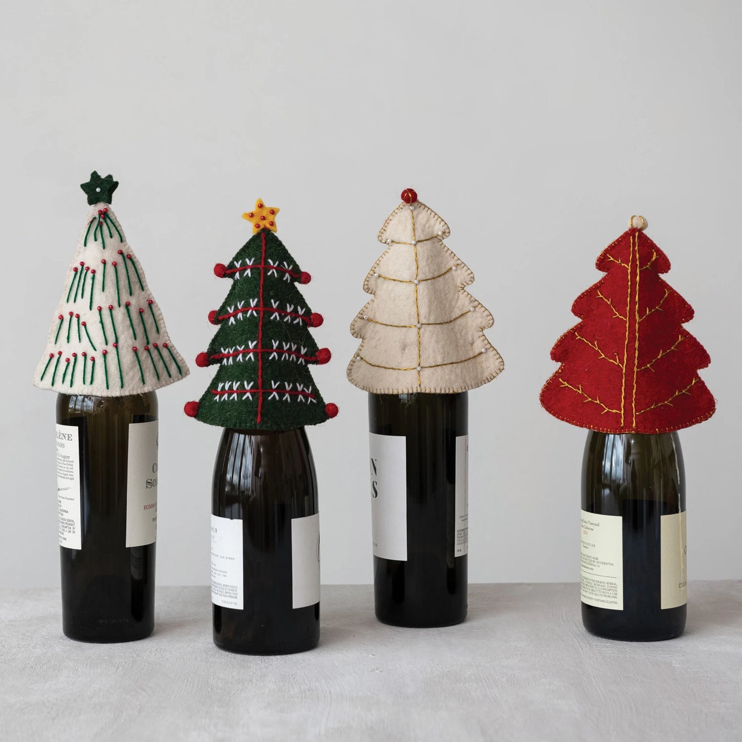 Handmade Wool Felt Tree Bottle Topper