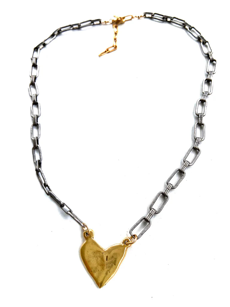 Mixed Metal Heart - Bella Boutique