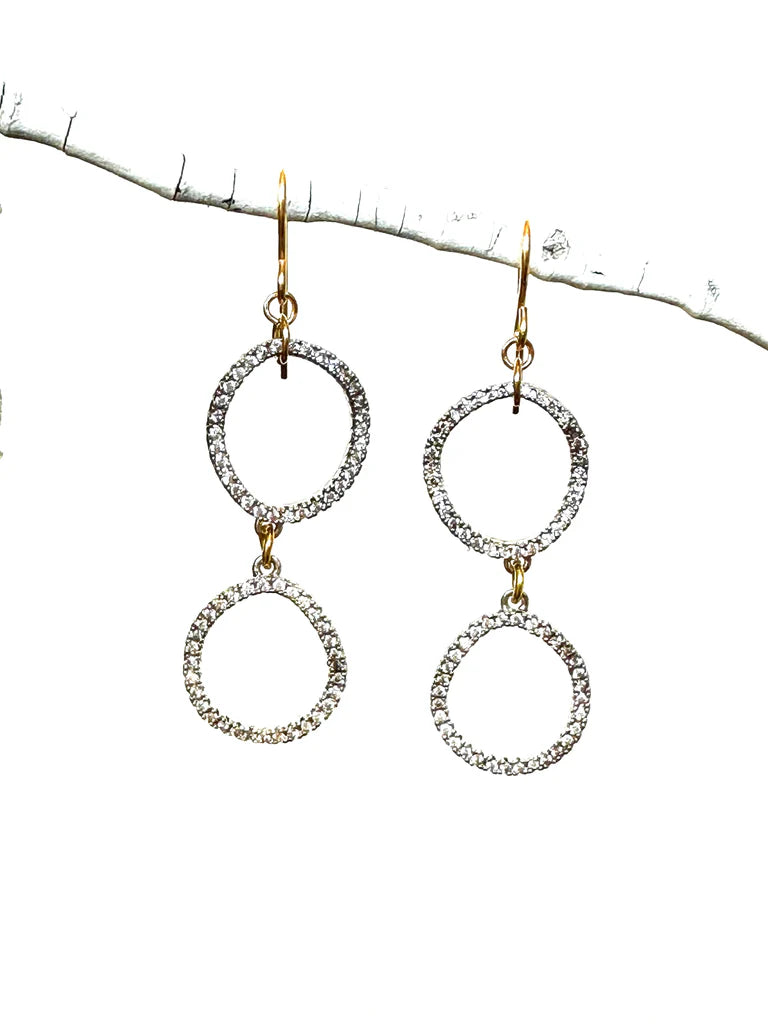 Double Silver Pave Drops - Bella Boutique