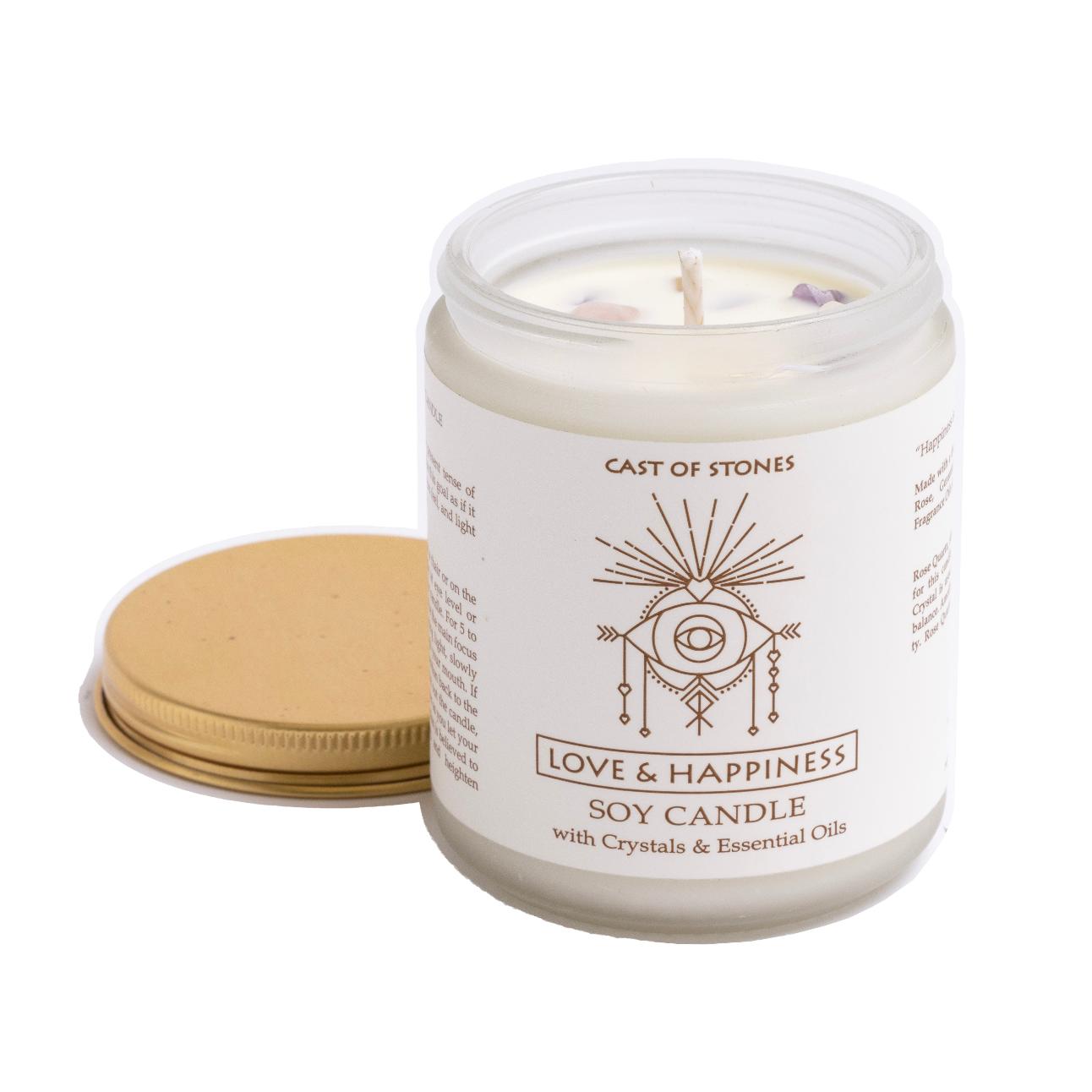 Cast of Stones Candle Love & Happiness