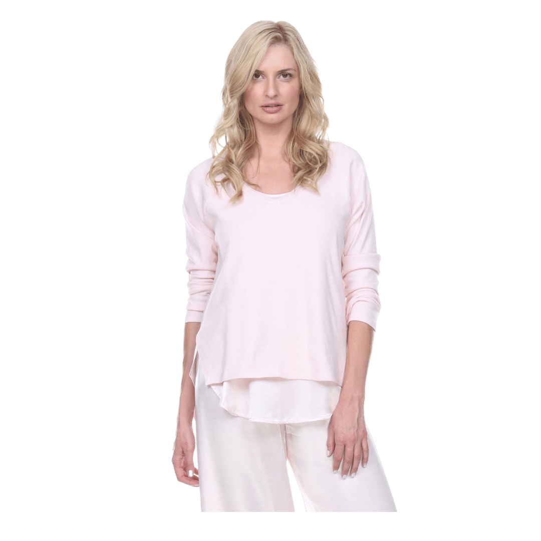 Frankie Rib Knit High/Low Sweatshirt with Slit