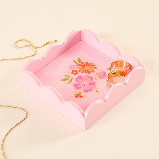 Scallop Trinket Tray-Dainty Floral Blush - Bella Boutique