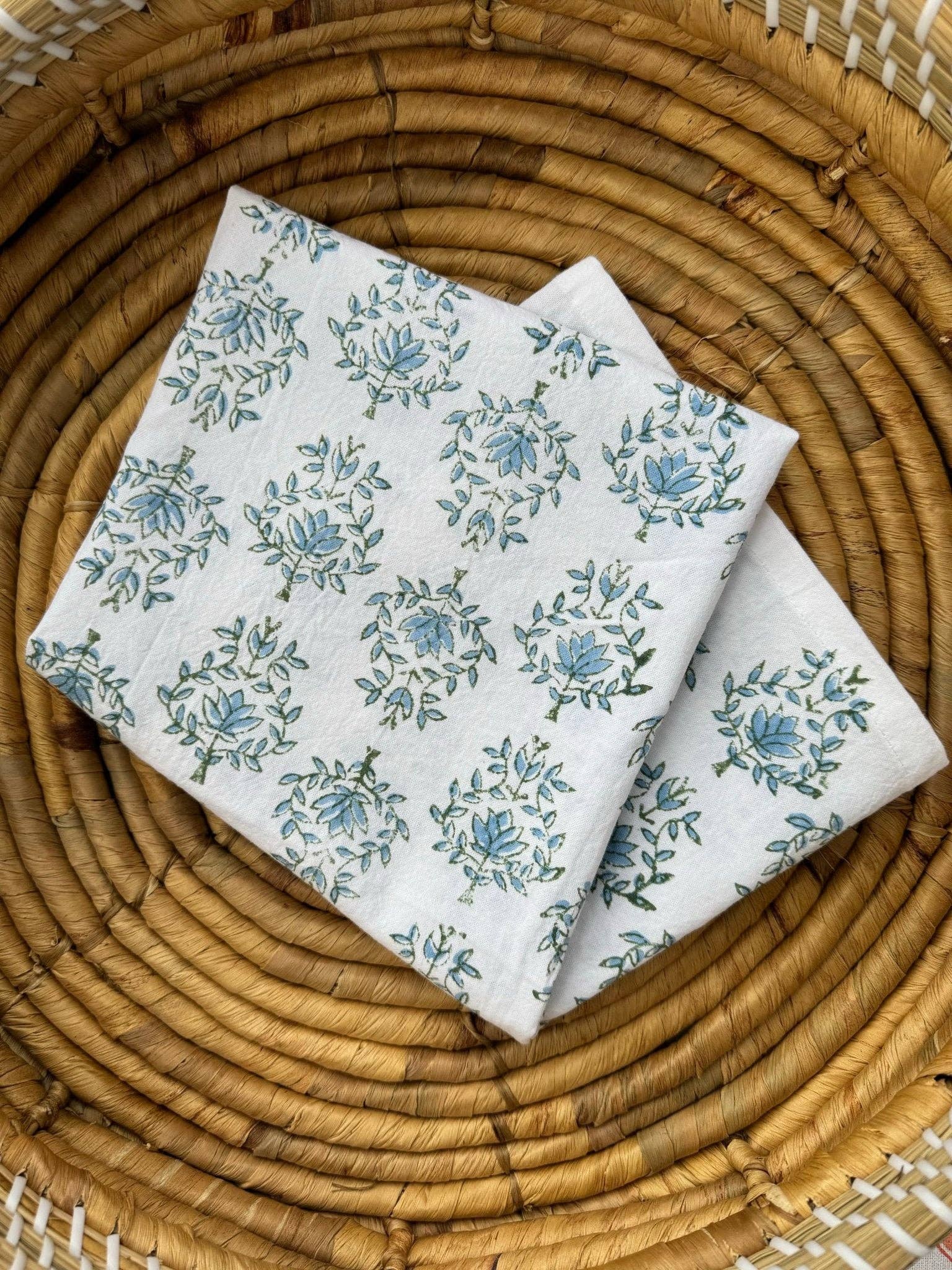 Tea Towel - Lotus, Sage & Uniform Blue - Bella Boutique