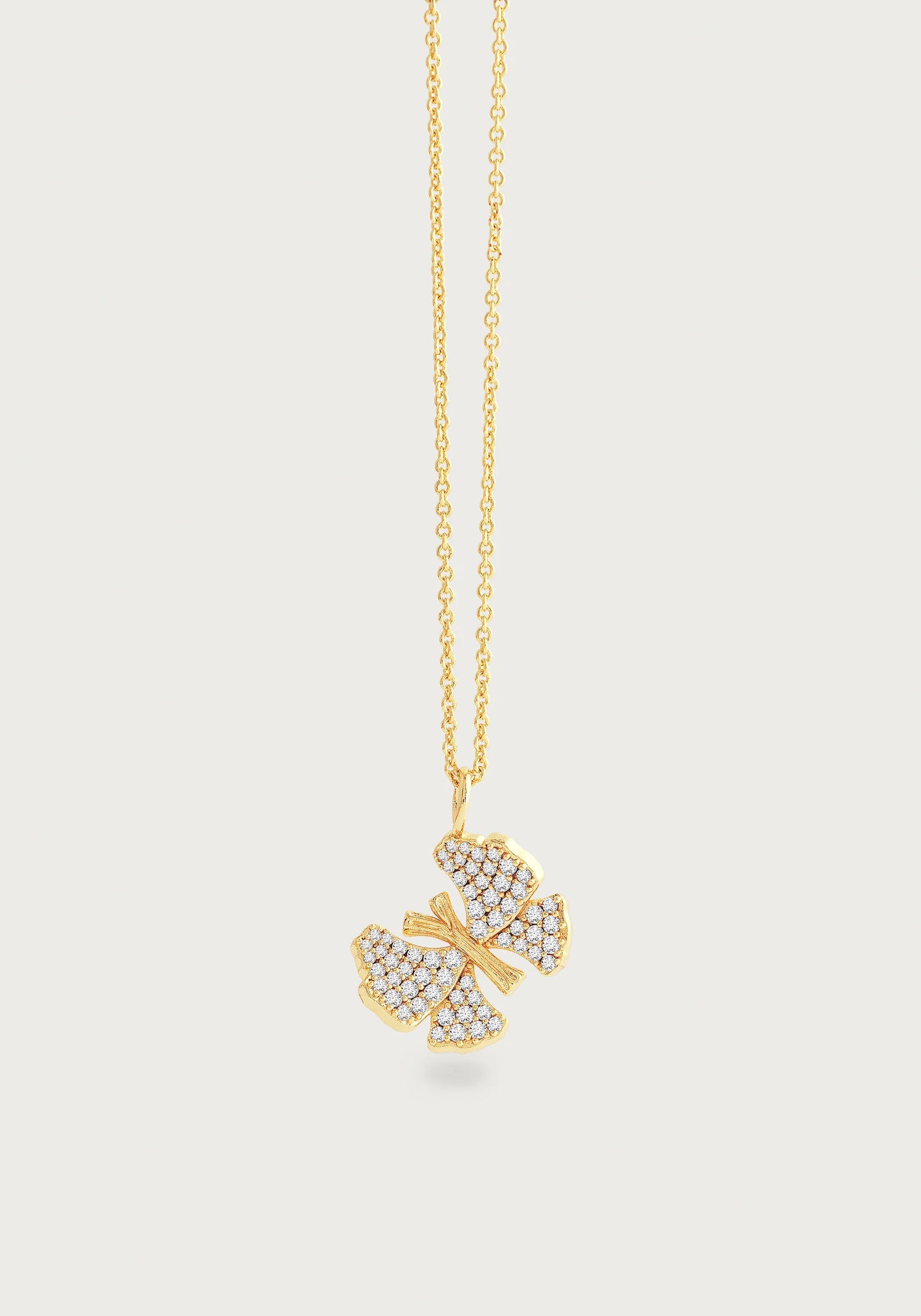 Butterfly White Pave Small Necklace