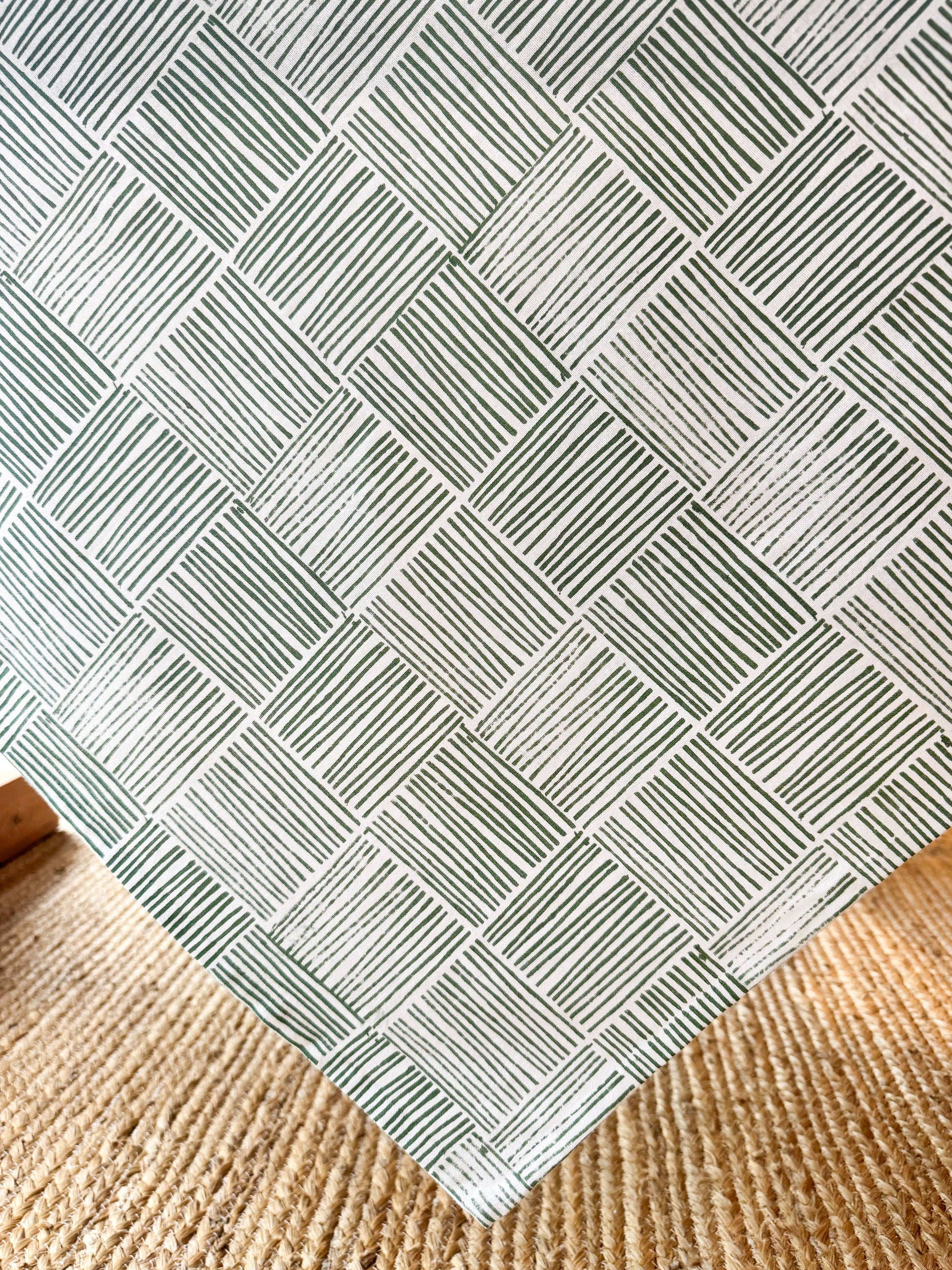 Table Throw - Striped, Sage - Bella Boutique