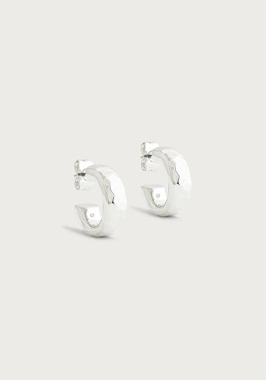 Farrier Huggie Hoop Earrings Silver