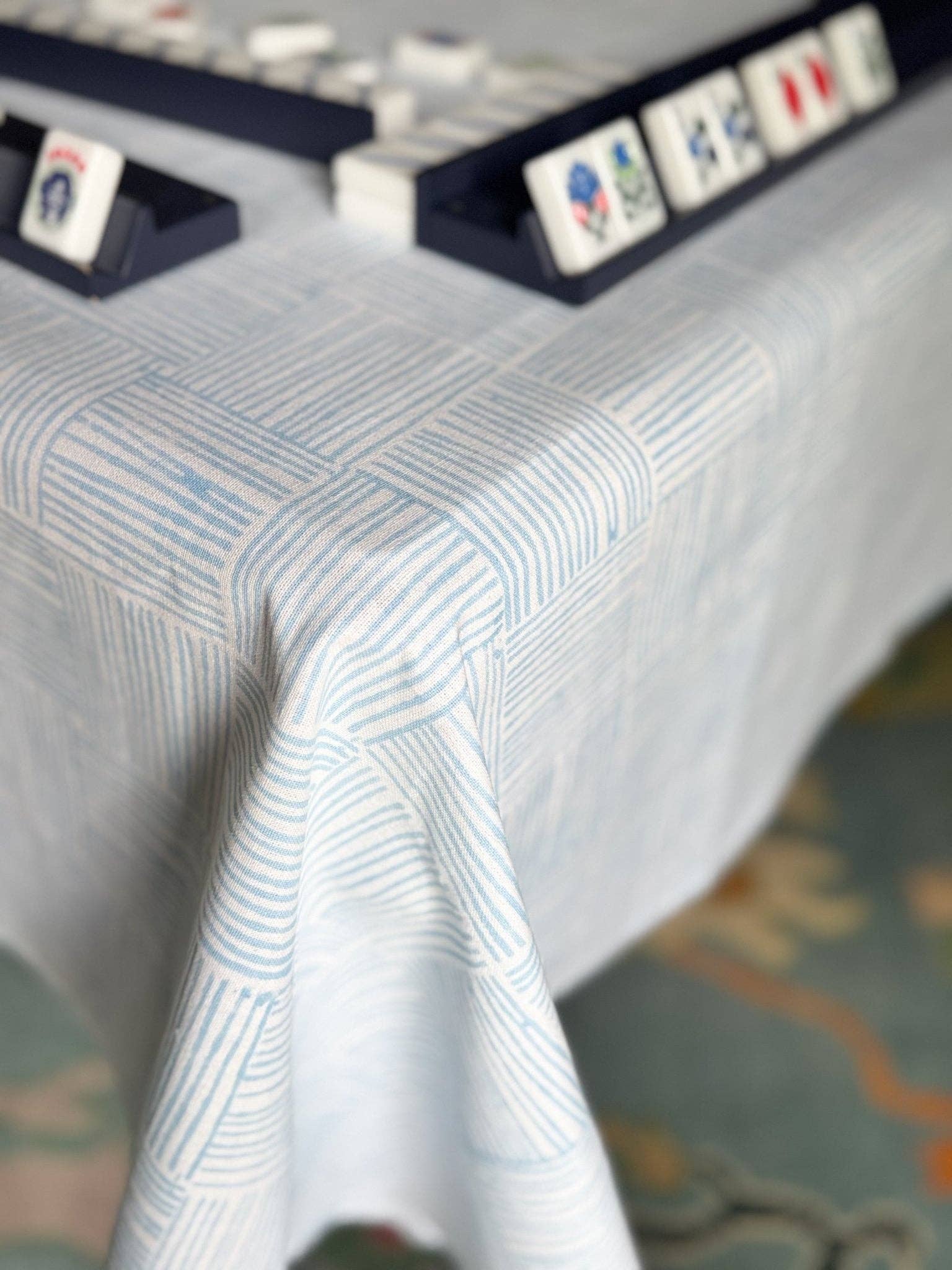 Table Throw - Striped, Uniform Blue - Bella Boutique