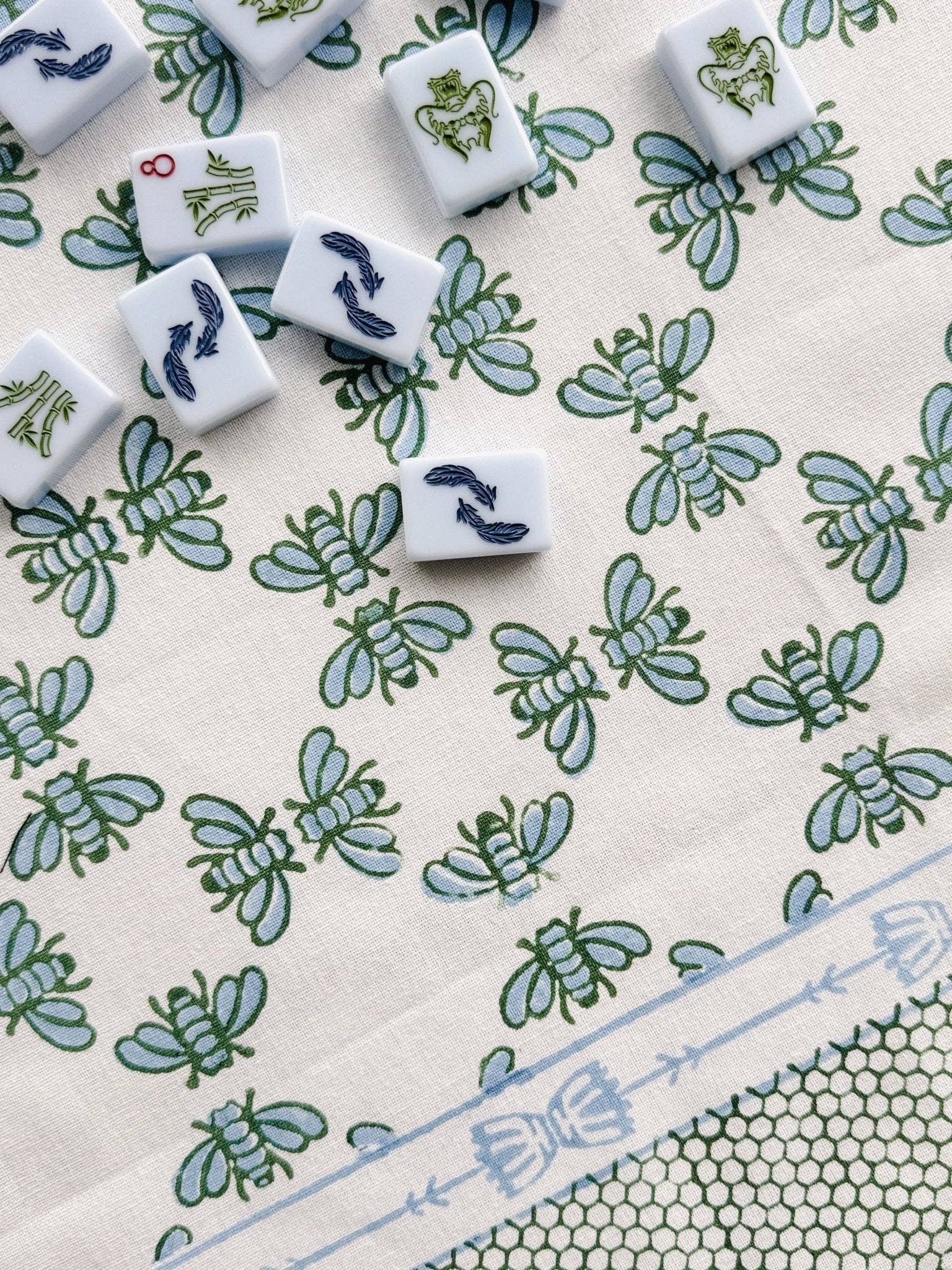 Table Throw - Honeybee - Uniform Blue & Sage - Bella Boutique