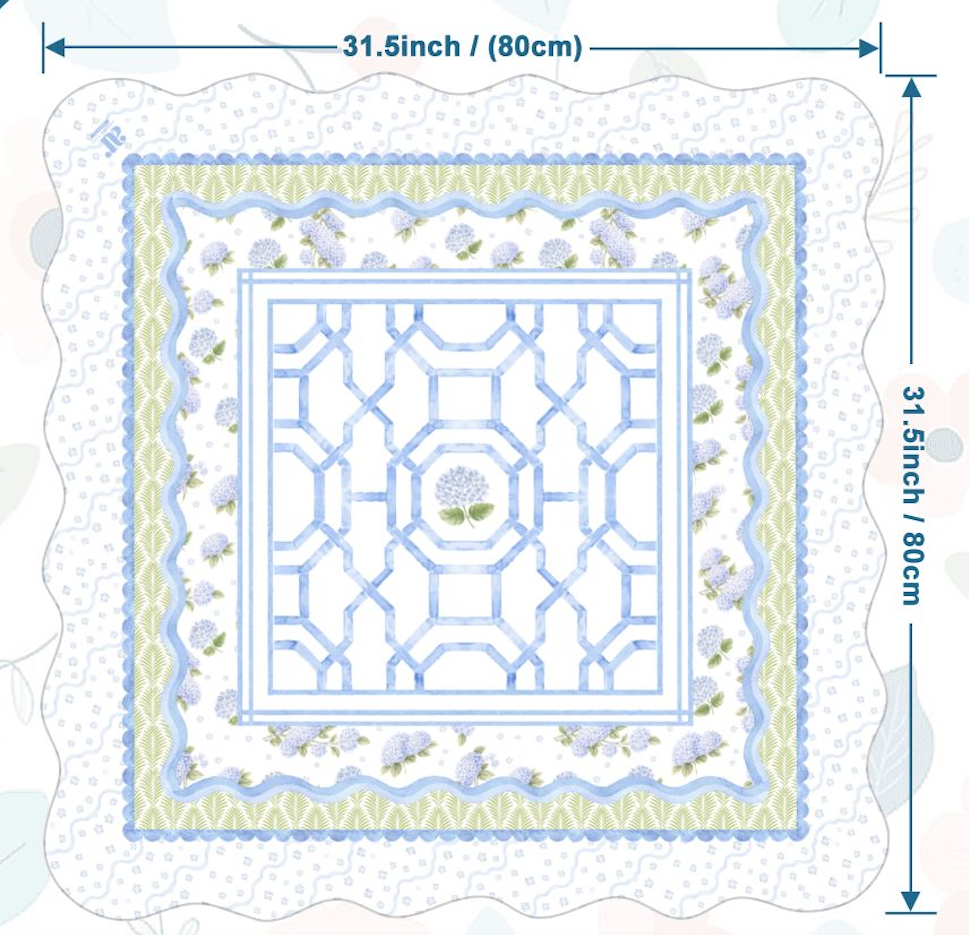 Hamptons Hydrangea Mahjong Mat | The House of Hydrangea Coll - Bella Boutique