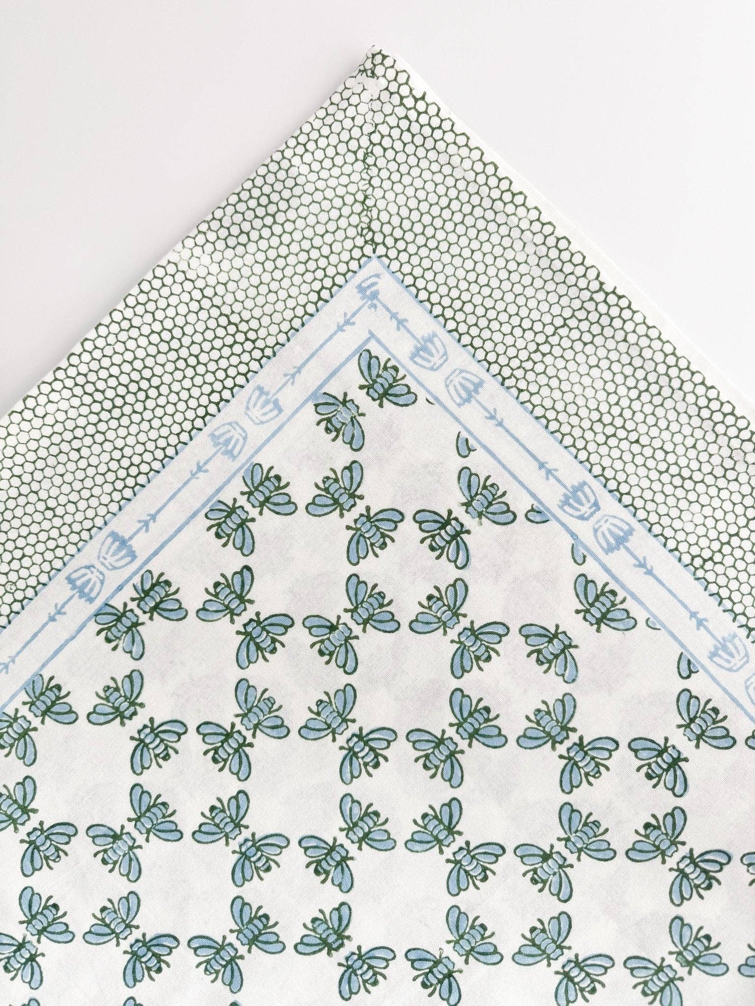 Table Throw - Honeybee - Uniform Blue & Sage - Bella Boutique