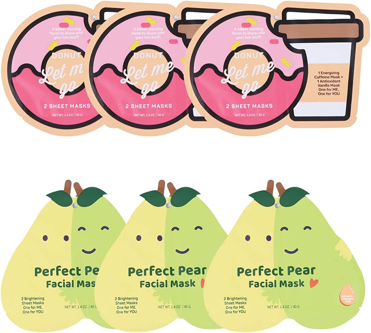 Donut Let Me Go & Perfect Pear Valentines' Face masks - 6 pk - Bella Boutique