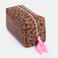 Tan Leopard Cube Cosmetic Bag - Bella Boutique