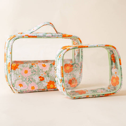 Clearly Chic Cosmetic Bag Set-Bouquet Beauty Sage - Bella Boutique