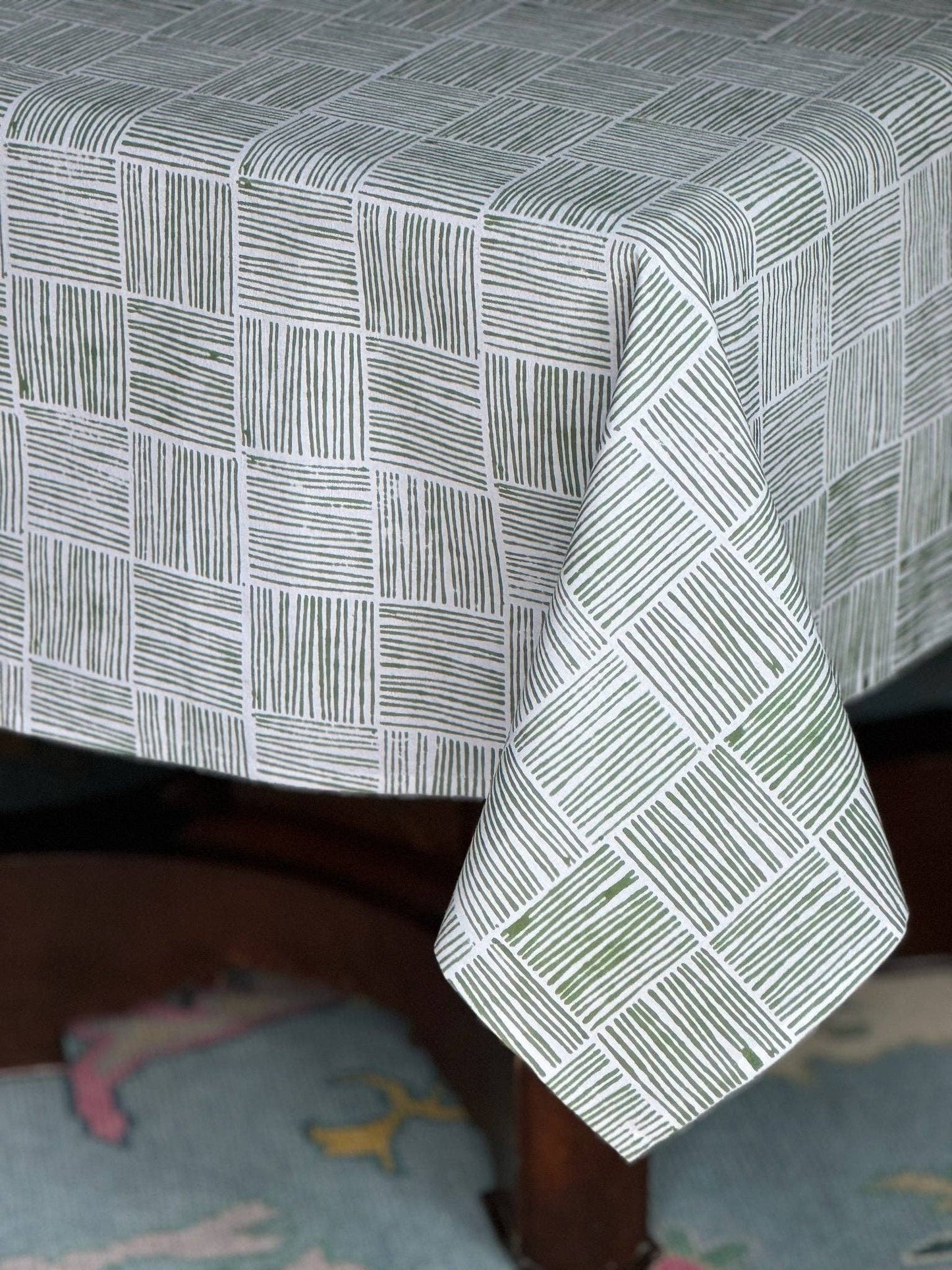 Table Throw - Striped, Sage - Bella Boutique