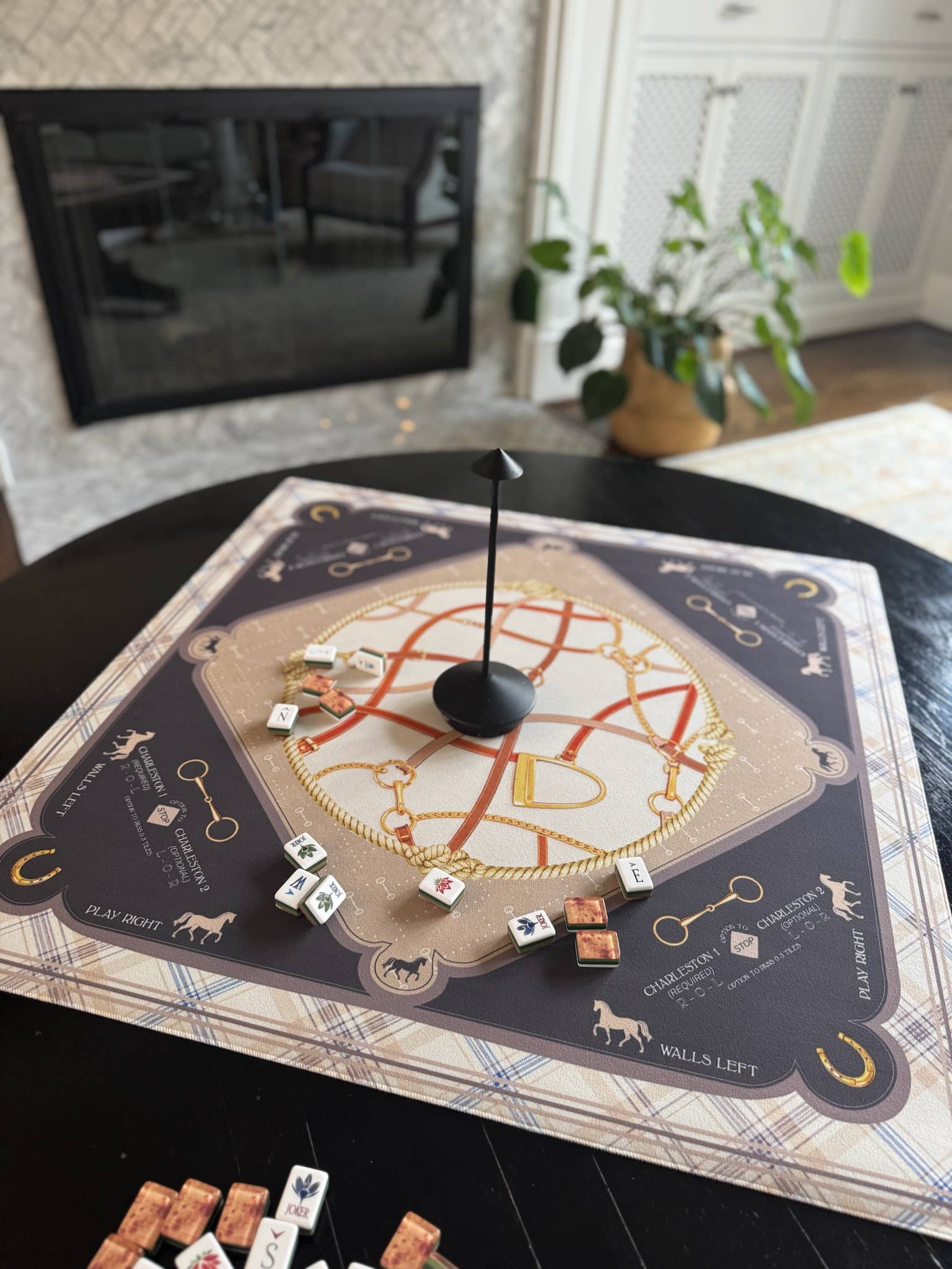 Saddles & Silk Mahjong Mat | The Equestrian Collection - Bella Boutique