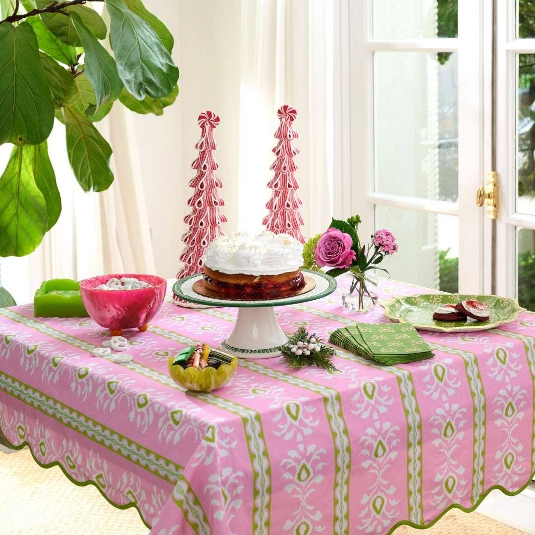 Rosemary Stripe Pink Square Game Tablecloth - Bella Boutique