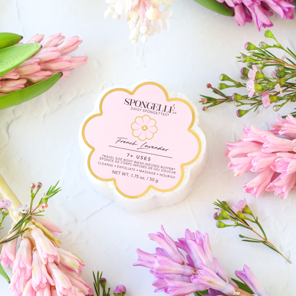 French Lavender Daisy Spongette | Soap Sponge | Soap Buffer - Bella Boutique