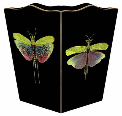 WB19-Dragonflies on Black Wastepaper Basket - Bella Boutique