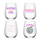 Mahjong Stemless 4 ct VARIETY Gift Set Plastic Wine Glasses
