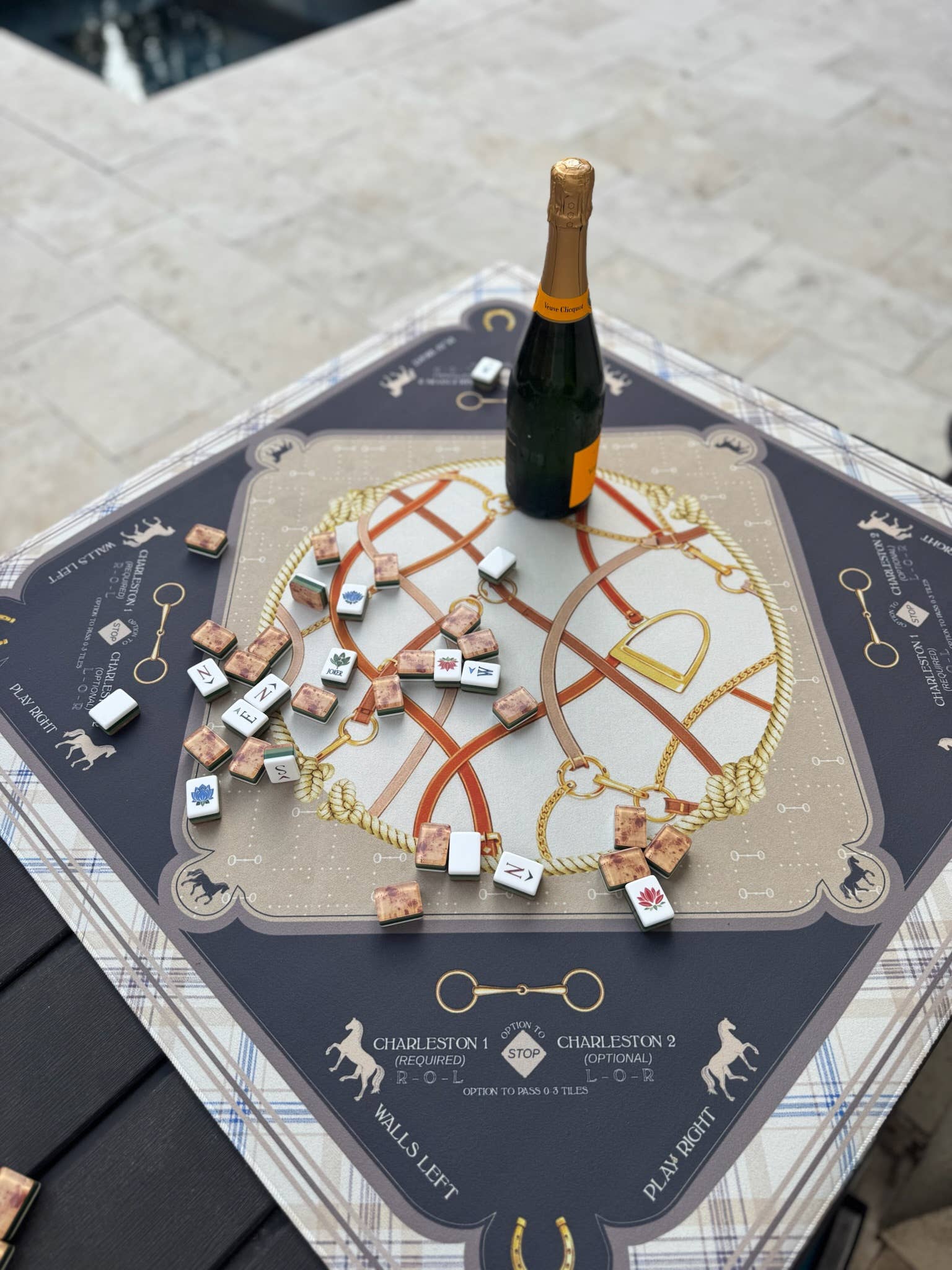 Saddles & Silk Mahjong Mat | The Equestrian Collection - Bella Boutique
