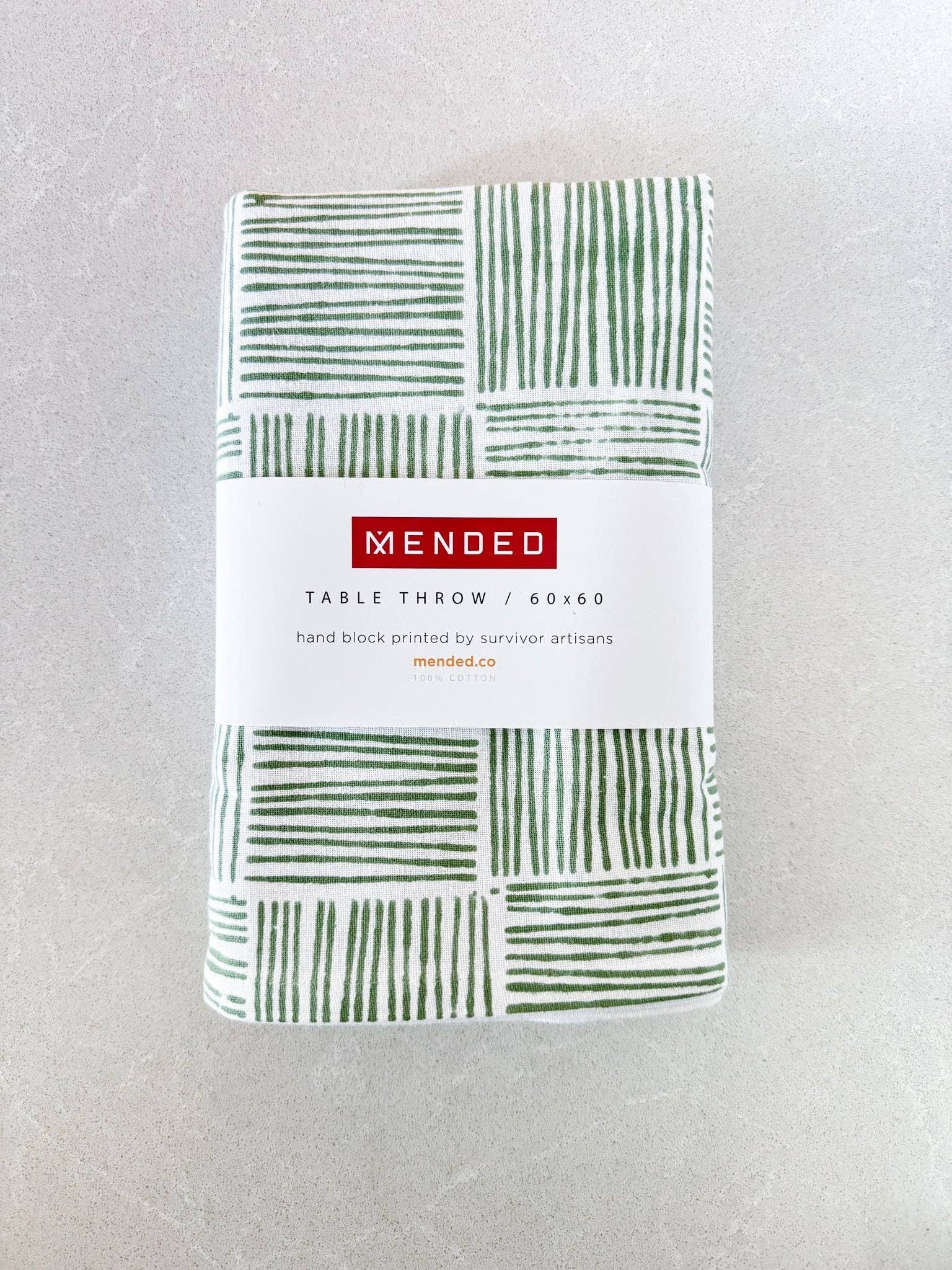Table Throw - Striped, Sage - Bella Boutique