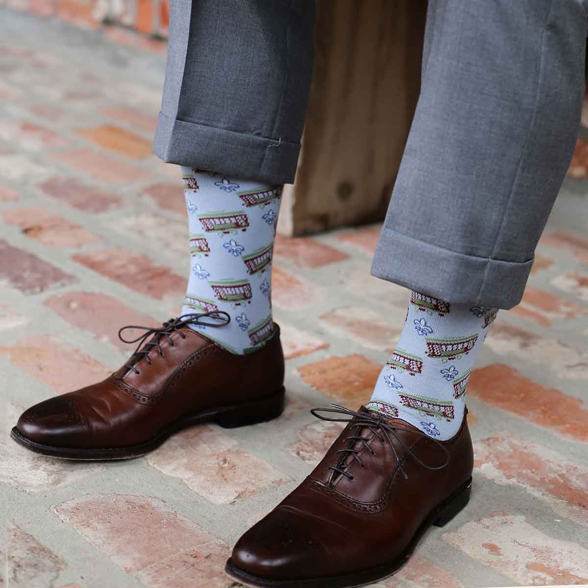 Men's Streetcar Socks   Gray/Navy/Sage   One Size - Bella Boutique