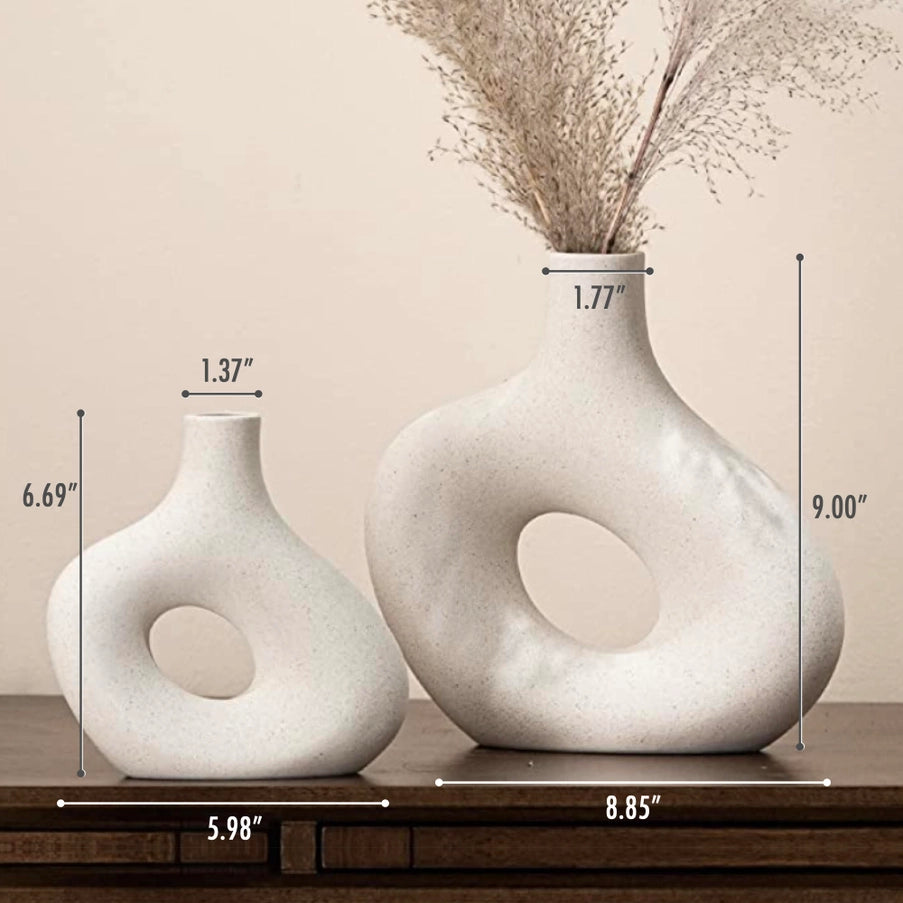 Kimisty Ceramic Hollow Donut Vase Set - Small