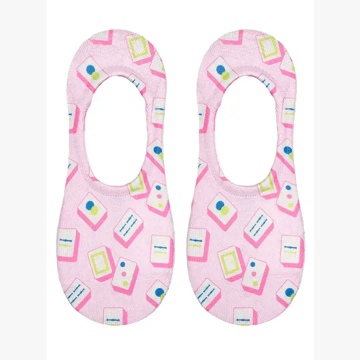 No-Show Liner Socks - Mahjong Tiles - Pink - Bella Boutique