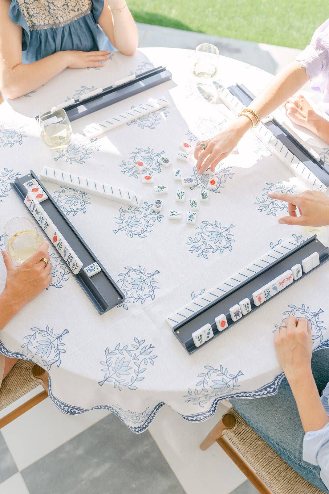 Table Throw - Lotus (Large), Uniform Blue & Navy - Bella Boutique