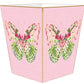 WB7780-Pink Linen Butterfly Wastebasket