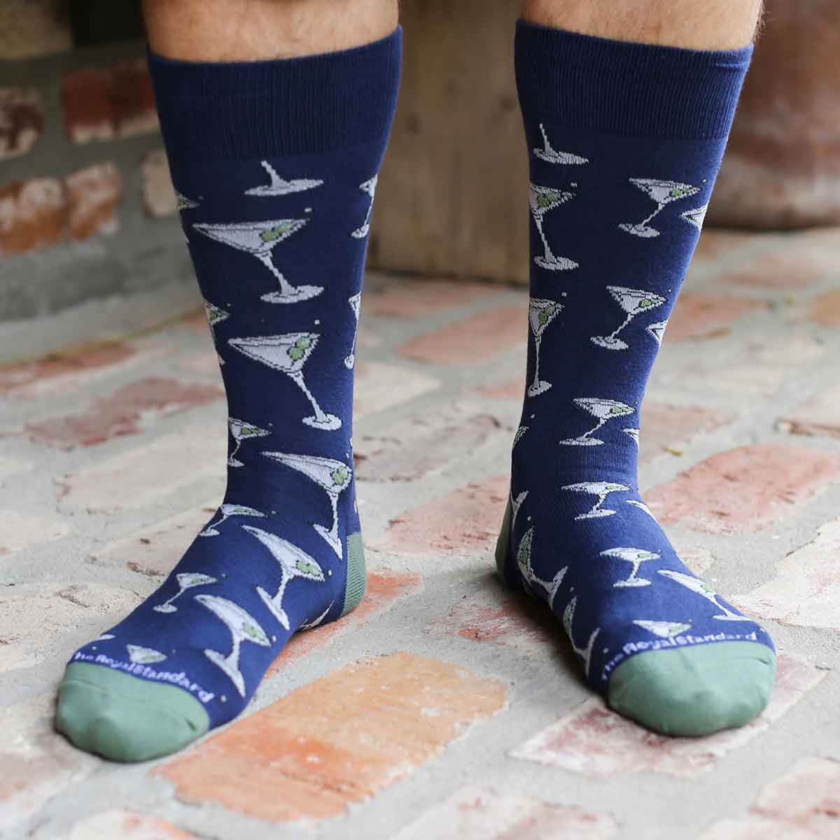 Men's Martini Socks   Navy/Green   One Size - Bella Boutique