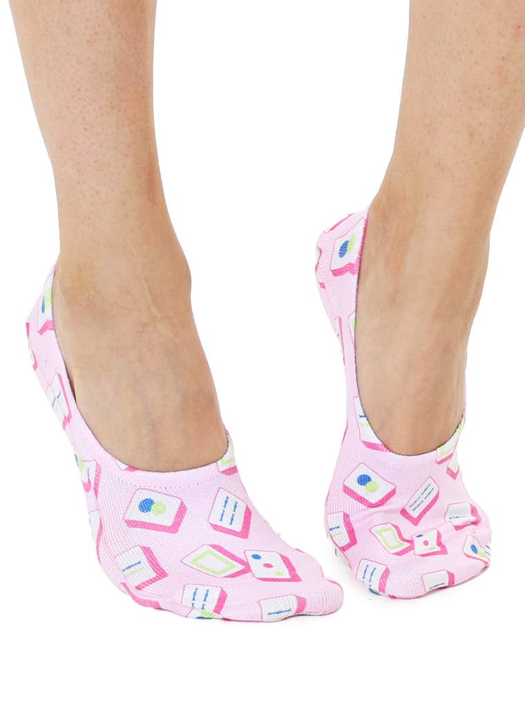 No-Show Liner Socks - Mahjong Tiles - Pink - Bella Boutique
