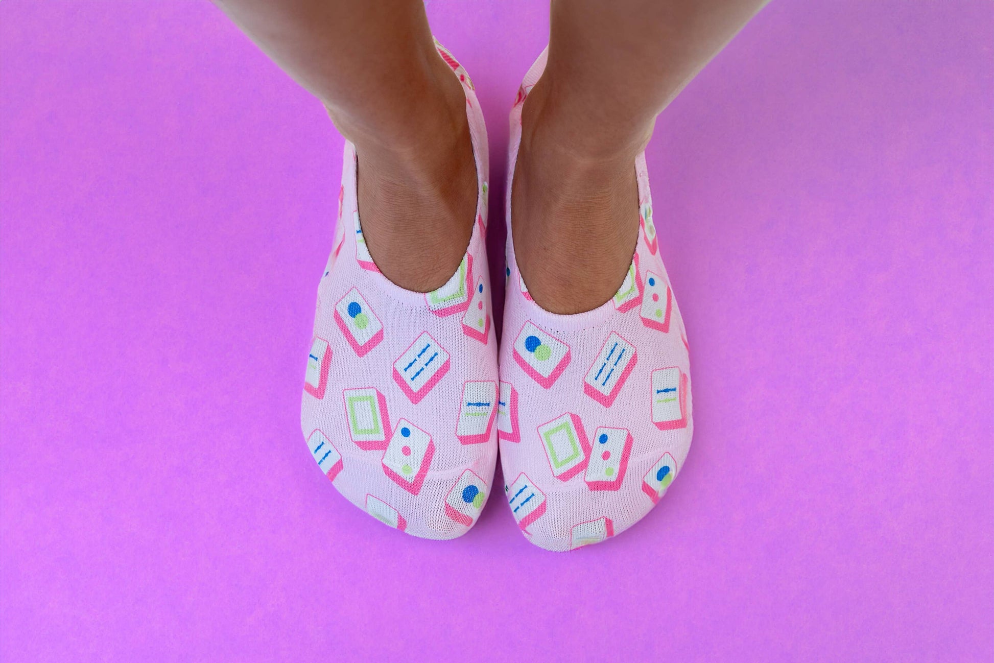 No-Show Liner Socks - Mahjong Tiles - Pink - Bella Boutique