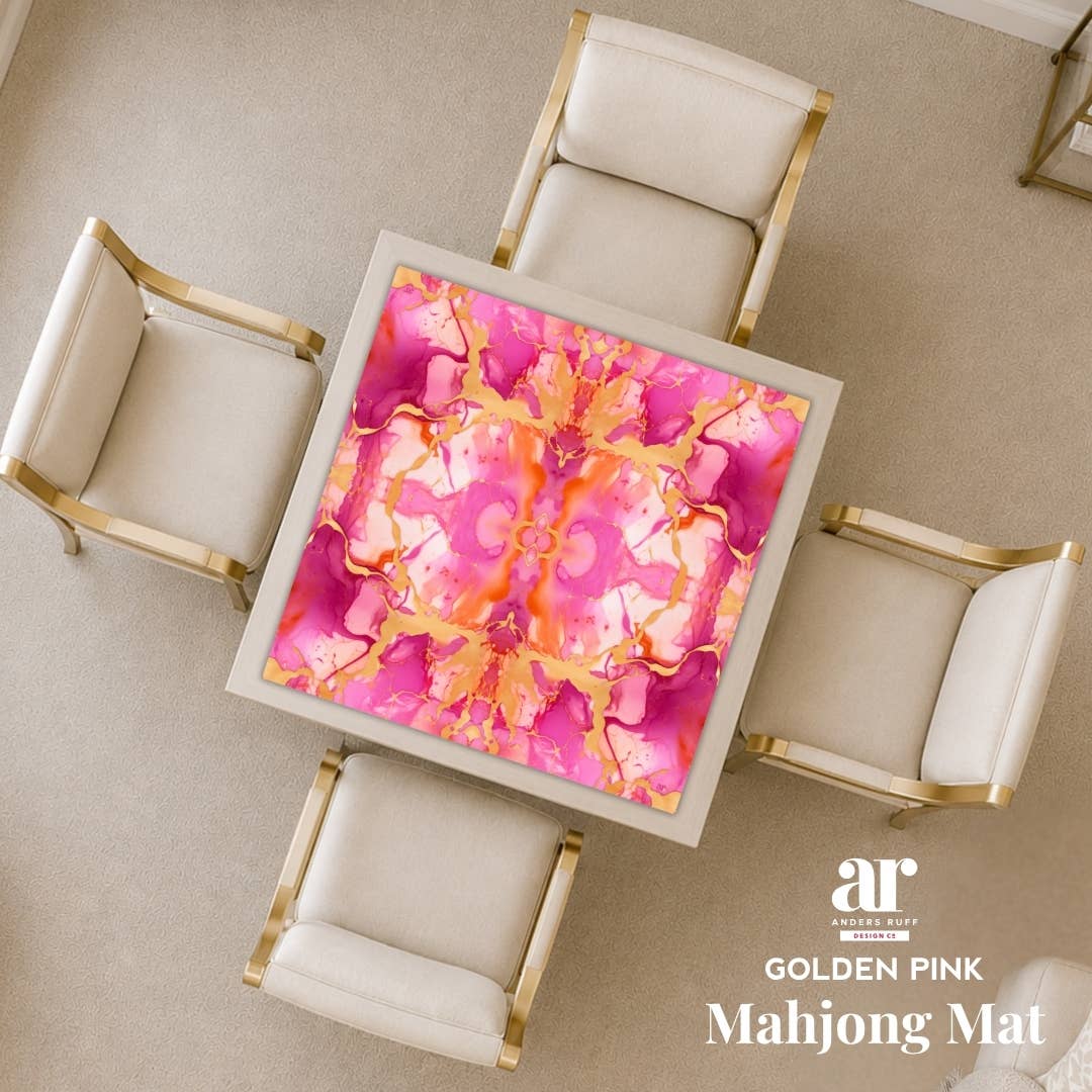 Golden Pink Mahjong Mat | Grand Marble [Non-Neoprene] - Bella Boutique