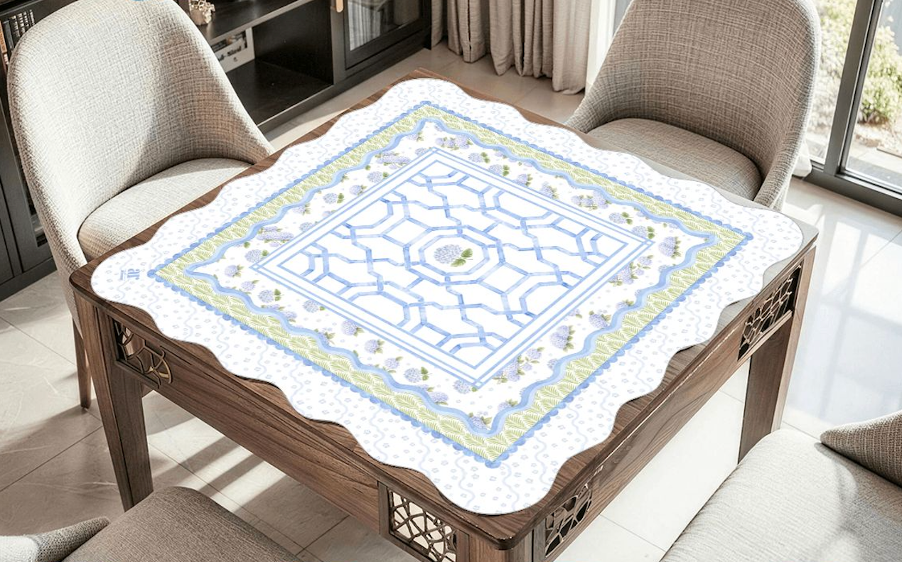Hamptons Hydrangea Mahjong Mat | The House of Hydrangea Coll - Bella Boutique