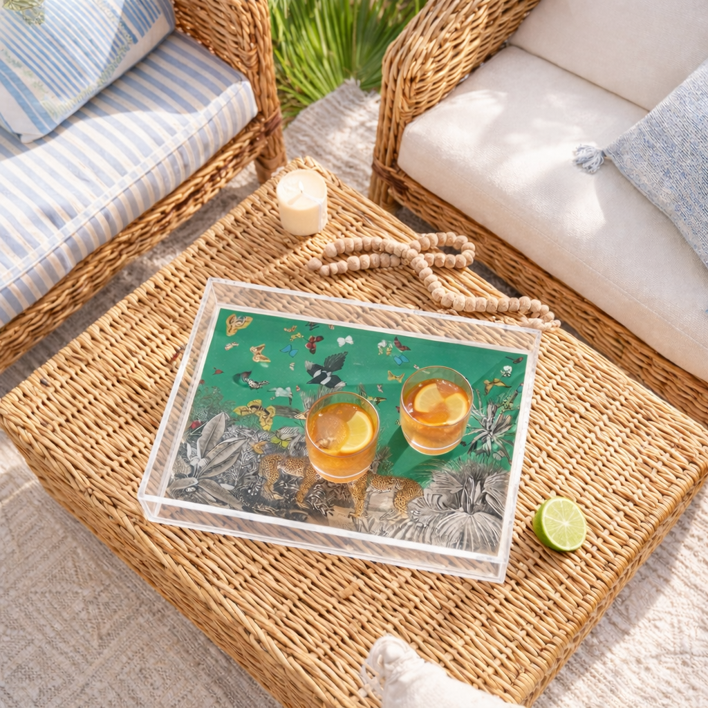 Acrylic Display Tray, Green Jungle Print - Bella Boutique