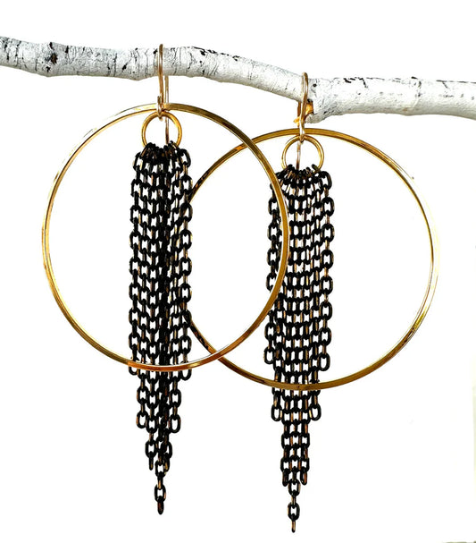 Black Tassel Circle Drop