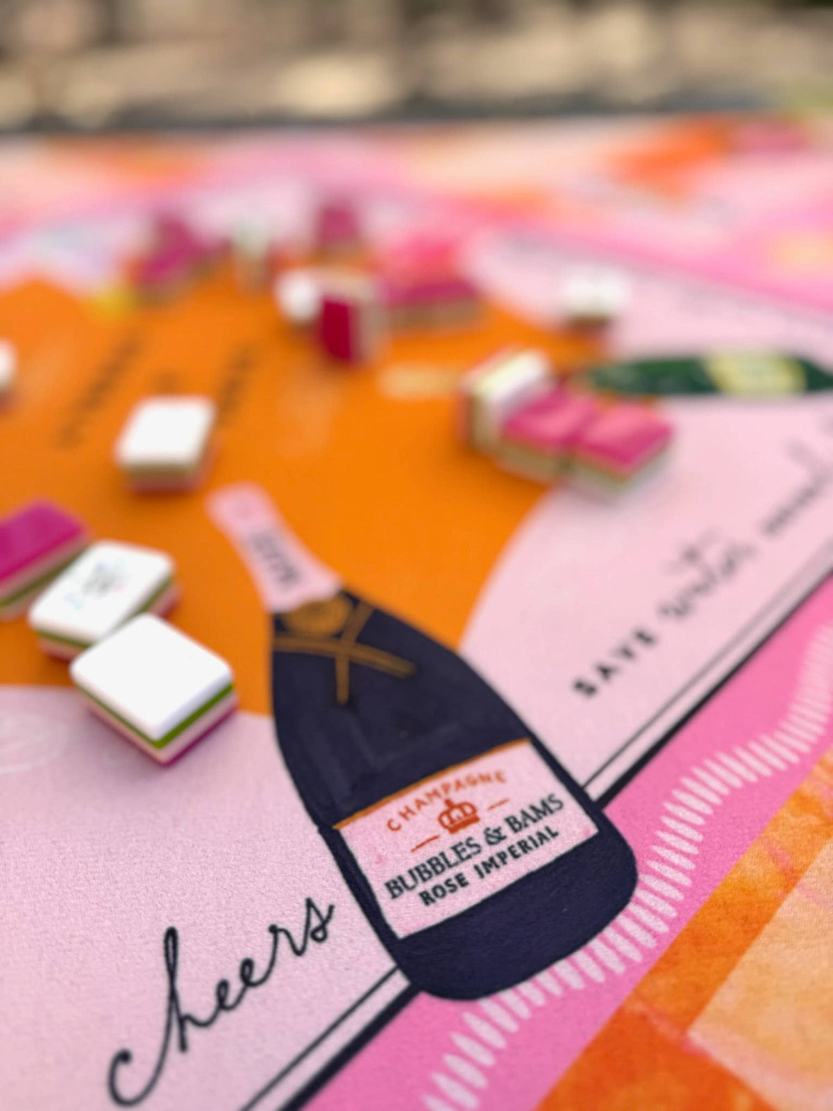 NEW NEOPRENE Bams & Bubbly Mahjong Mat | Champagne & Mahj - Bella Boutique