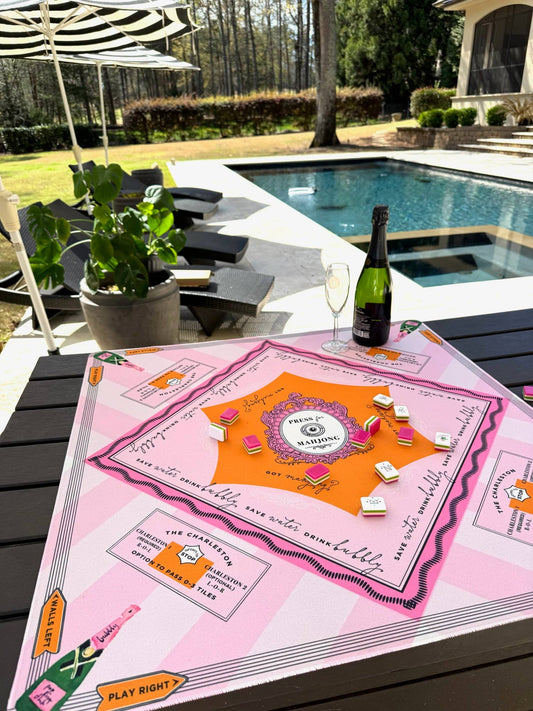 'Press for Mahjong' Mat | The Champagne & Mahj Collection - Bella Boutique