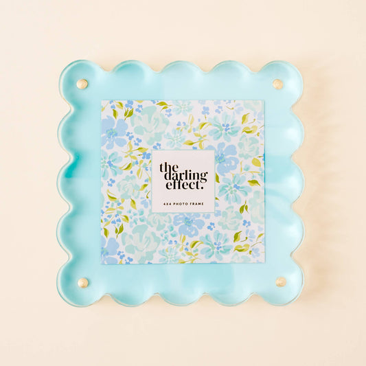 Square Scalloped Acrylic Frame-Blue - Bella Boutique