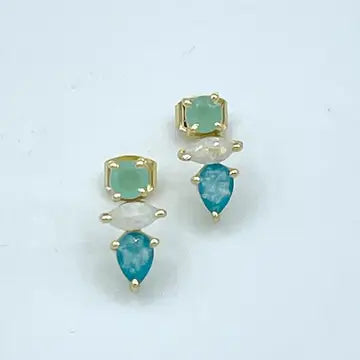 Earrings Blue Quartz, Moonstone Jade